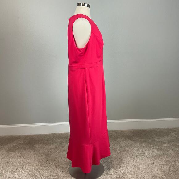 XSCAPE Colorful High Low Midi Sheath Ruffled V-Neck Cocktail Dress Red Size 20W - Picture 3 of 11
